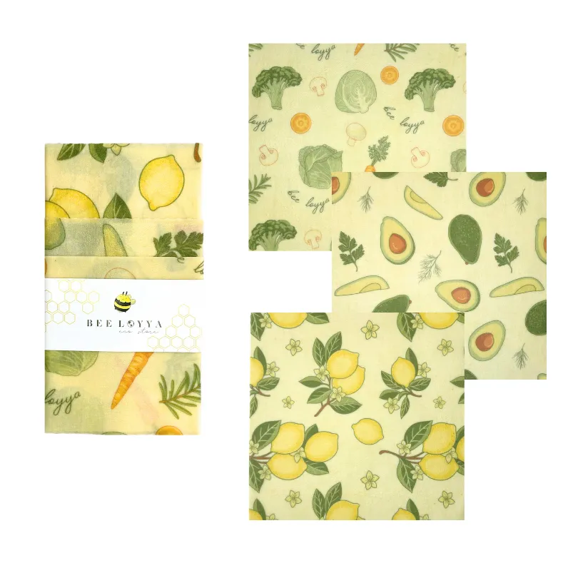 Set of 3 wraps 25*25 cm "Lemon/avocado/vegetables" — Photo 3